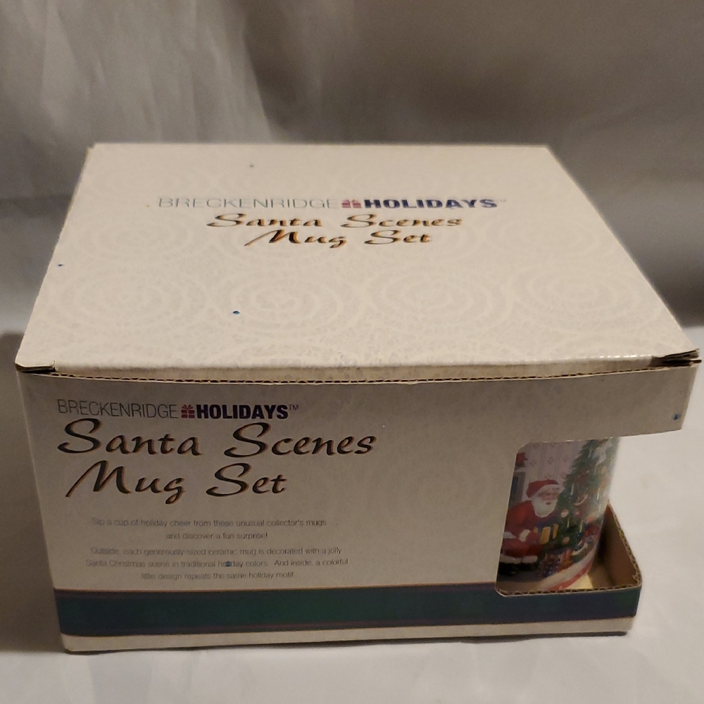 Breckenridge Santa Scenes Mug Set - Cheerful Red and White